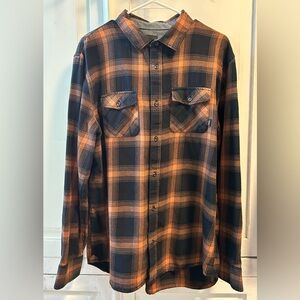Men's Vans Off The Wall Button Down Flannel Brown/Black Classic Fit L Like New